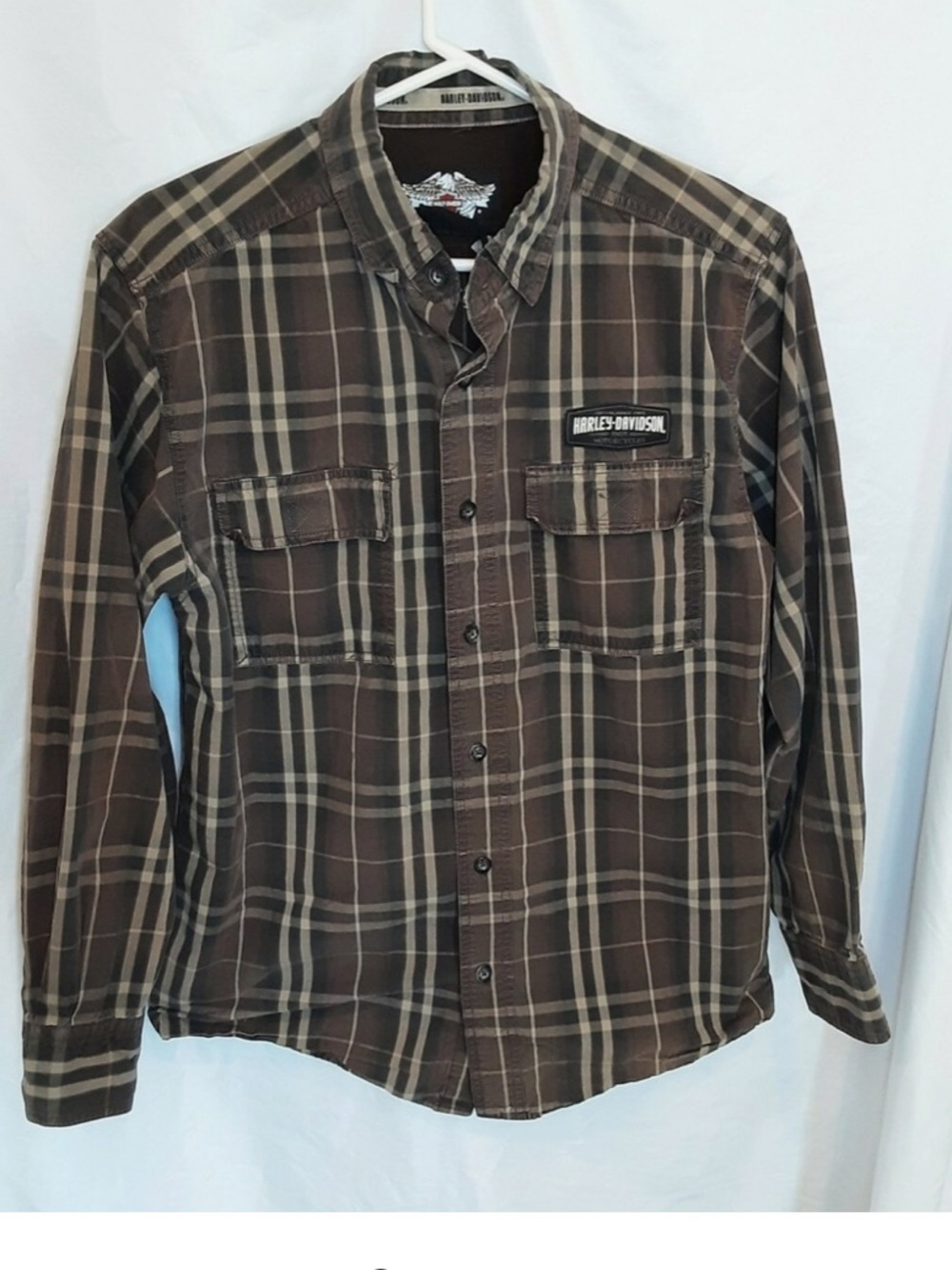 Harley-Davidson Brown Plaid Long Sleeve Button-Up Shirt